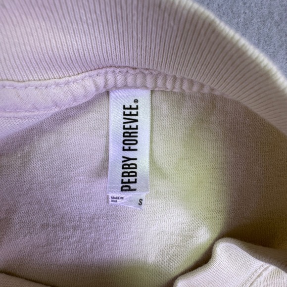 Pebby Forevee Shirt Women's Small Lovely As F!%* Graphic Cream Raw Hem Funny - Picture 4 of 8